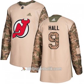 Män Ishockey New Jersey Devils Tröja Taylor Hall 9 Adidas 2017-2018 Camo Veterans Day Practice Authentic